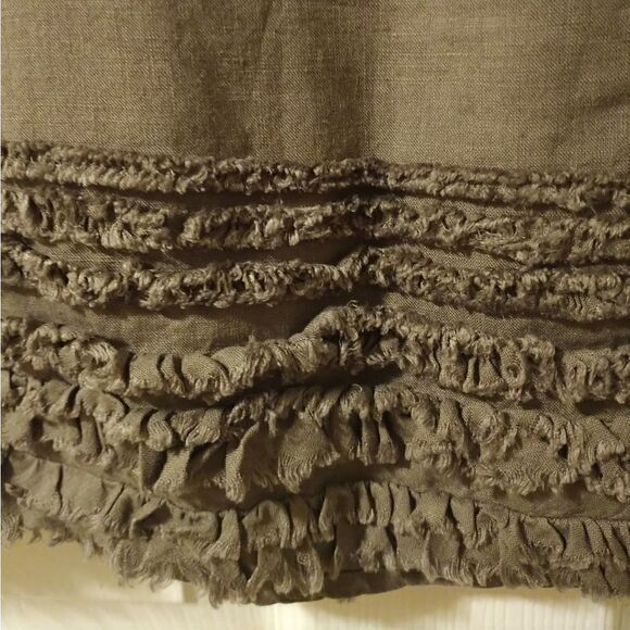 Eileen Fisher Irish linen taupe skirt with frayed/fringed tiered hem size PP - Picture 2 of 4